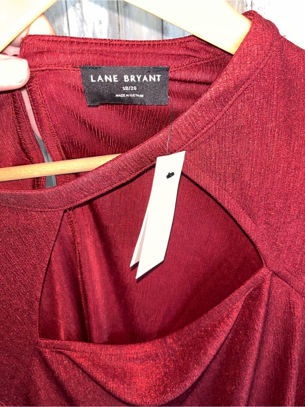 NWT Lane Bryant Metallic Red Cutout Long Sleeve Top Plus Size 18/20 - Picture 6 of 6